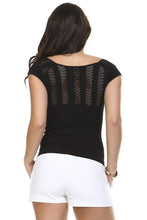 Women's Textured Knit Stretch Cap Sleeve Top
