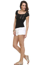 Women's Textured Knit Stretch Cap Sleeve Top