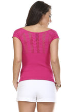 Women's Textured Knit Stretch Cap Sleeve Top