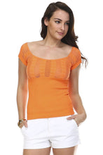 Women's Textured Knit Stretch Cap Sleeve Top