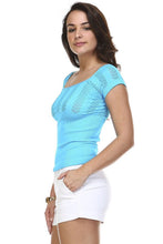 Women's Textured Knit Stretch Cap Sleeve Top