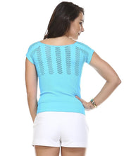 Women's Textured Knit Stretch Cap Sleeve Top
