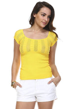 Women's Textured Knit Stretch Cap Sleeve Top