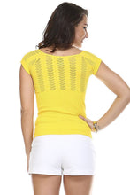 Women's Textured Knit Stretch Cap Sleeve Top