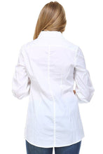 Women's 3/4 Three Quarter Sleeve Button Down Pleated Detail Top