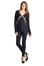 Larry Levine Long Sleeve Sweater Top