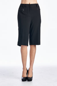 Larry Levine Stretch Capris with Zipper Pockets