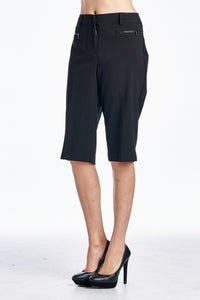 Larry Levine Stretch Capris with Zipper Pockets