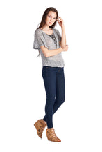 Christine V Semi-Sheer Embellished Flutter Sleeve Top