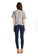 Christine V Semi-Sheer Embellished Flutter Sleeve Top