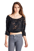 Urban Love 3/4 Sleeve Burnout Crop Top