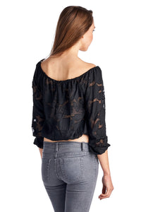 Urban Love 3/4 Sleeve Burnout Crop Top