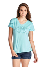 Christine V Short Sleeve Rose Embroidered V-Neck Tee