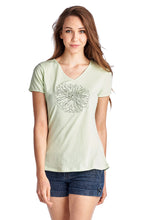 Christine V Short Sleeve Rose Embroidered V-Neck Tee