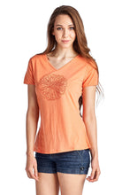 Christine V Short Sleeve Rose Embroidered V-Neck Tee