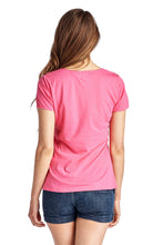 Christine V Short Sleeve Rose Embroidered V-Neck Tee