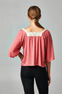 Women's Square Neck Lace Top