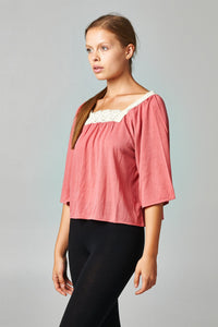 Women's Square Neck Lace Top