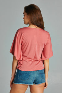 Women's Flock Screen Cape Sleeve Top