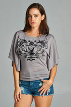 Women's Flock Screen Cape Sleeve Top