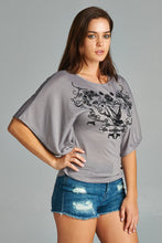 Women's Flock Screen Cape Sleeve Top