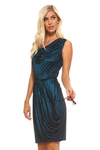 Women's Cowl Neck Dress with Waist Tie