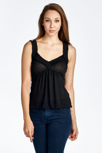 Women's Sheer Burnout V Smocked Tank