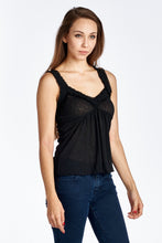 Women's Sheer Burnout V Smocked Tank