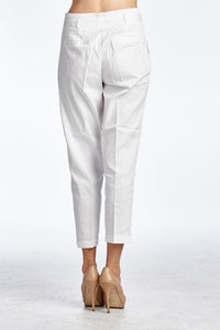 Women's White Stretch Capris