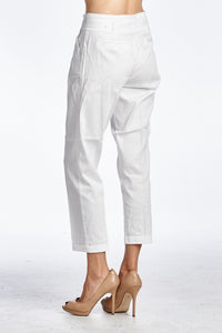 Women's White Stretch Capris