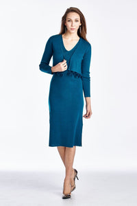 Women's Wool 2 Piece Sweater Dress with Ball Trim