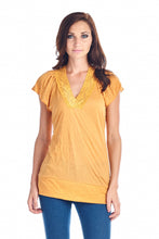 Women's Short Sleeve Jersey Lace V-neck Top