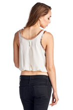 Women's Woven Bubble Tank With Gold Trim