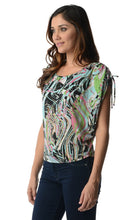 Women's Short Sleeve Printed Shoulder Tie Top