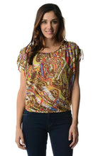 Women's Short Sleeve Printed Shoulder Tie Top