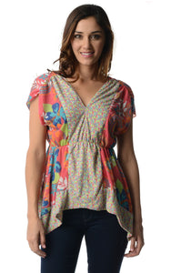 Women's Floral Printed Flutter Top