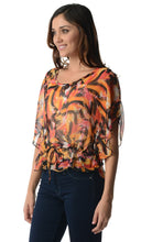 Women's Printed Chiffon Tie Front Top