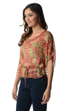 Women's Printed Chiffon Tie Front Top