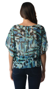 Women's Printed Chiffon Tie Front Top