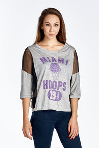 Women's Varsity Screen Mesh Sleeves Tee