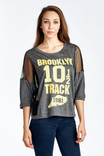 Women's Varsity Screen Mesh Sleeves Tee