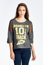 Women's Varsity Screen Mesh Sleeves Tee