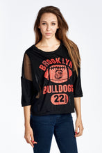 Women's Varsity Screen Mesh Sleeves Tee