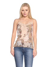 Women's Printed Lurex Chiffon with Lace Trim Tank