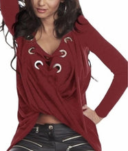 Women's Lace Up Wrap Long Sleeve Top