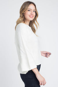 Women's Solid Knit Bell Sleeve Sweater