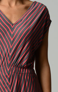 Women's Striped Hi-Low V-Neck Dress