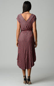 Women's Striped Hi-Low V-Neck Dress