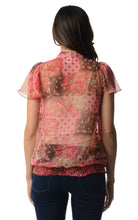 Women's Printed Chiffon Smocked Waist Ruffle Top