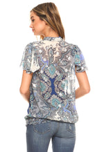 Women's Printed Chiffon Smocked Waist Ruffle Top